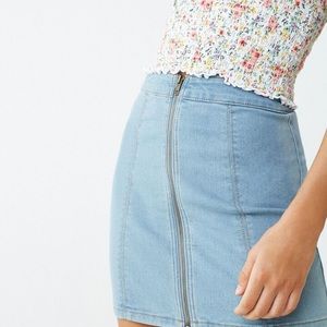 Zip-Front Denim Skirt